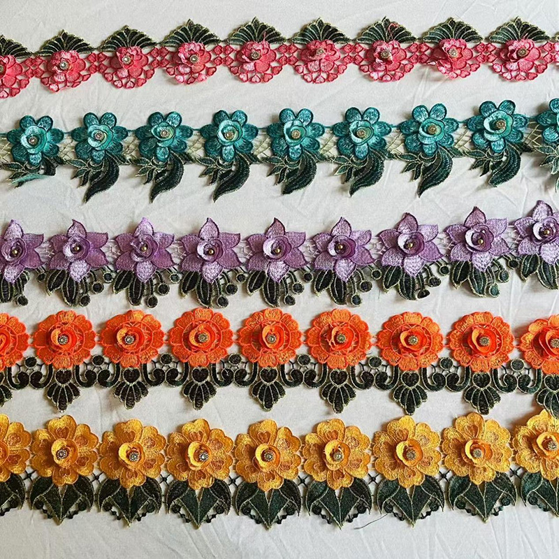 3D kolore anitzeko beaded lore GUIPURE BROTODERY LACE: Artisautza eta teknologiaren nahasketa ezin hobea