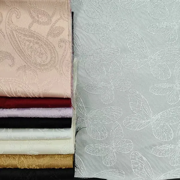 96% Poliesterra 4% Spandex Leuna Erosoa Arropa Materiala Arroparako ehunak Satin Jacquard Ehuna