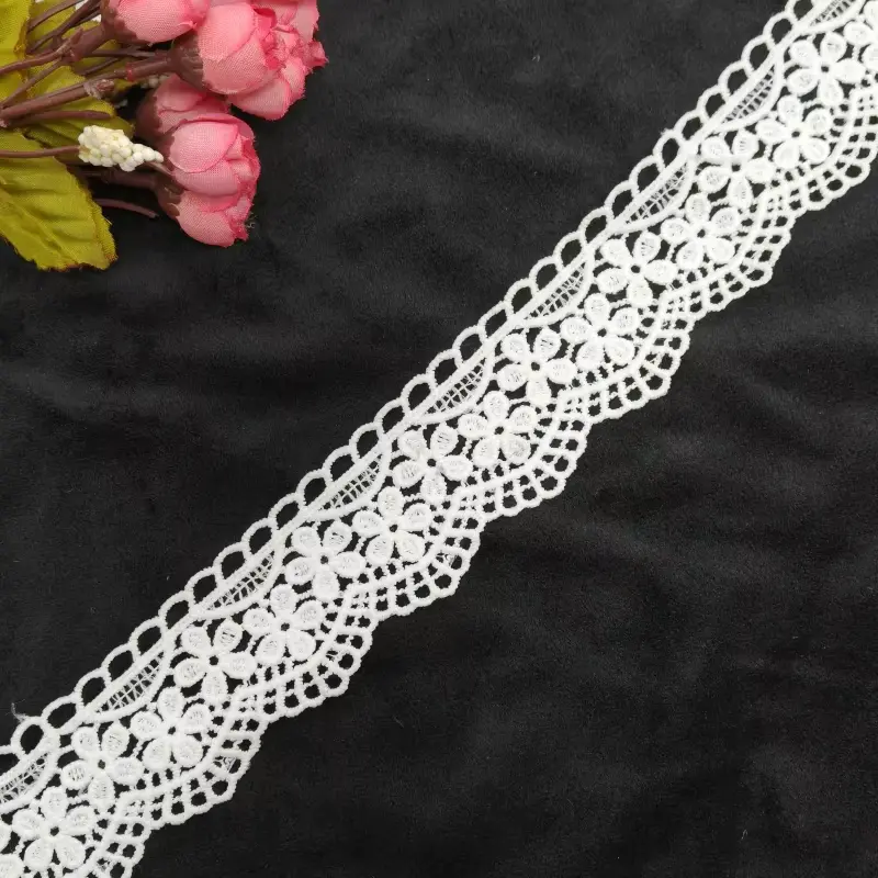 Customized White Milk Silk Embroidery Lace Vintage Chemical Lace For Wedding Dresses Shoes And Other Clothing Accessories