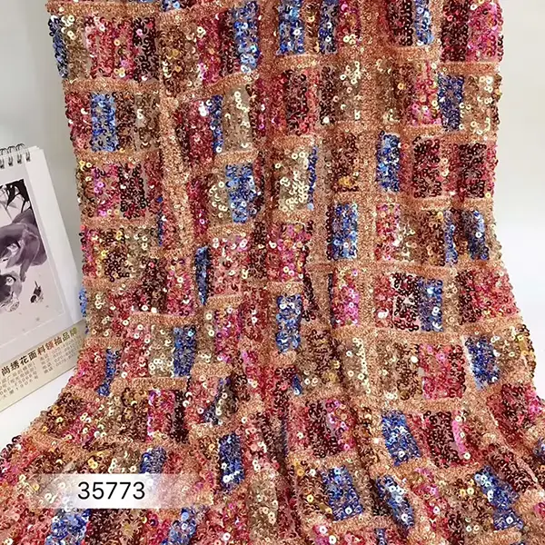 New Arrival Fashion Luxury 3d Embroidery Sequin Lace Fabric Liturgical Lace Fabric