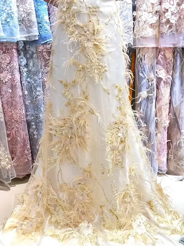 New Arrival Fashion Luxury 3d Embroidery Sequin Lace Fabric Liturgical Lace Fabric