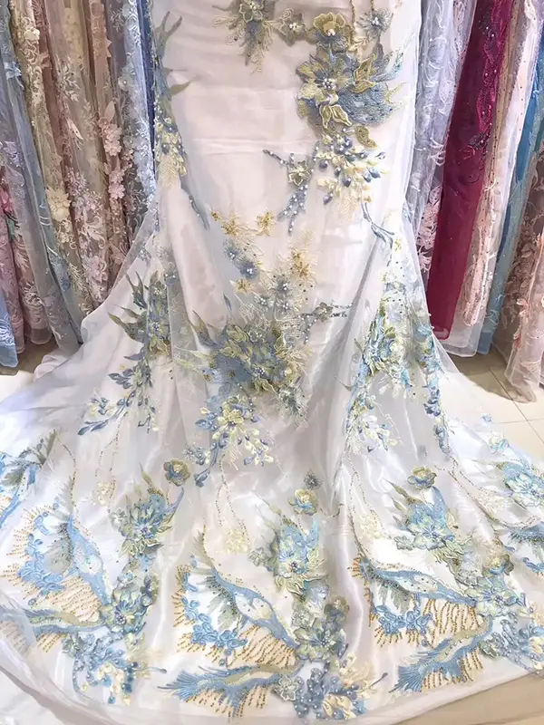 New Arrival Fashion Luxury 3d Embroidery Sequin Lace Fabric Liturgical Lace Fabric