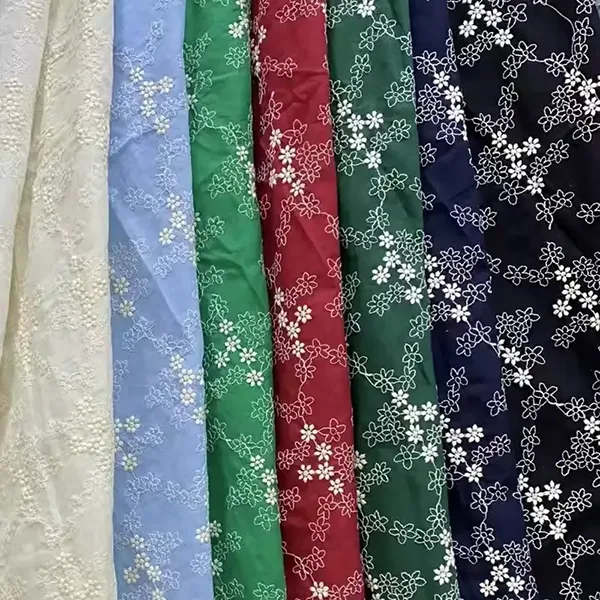 White Cotton Lace Embroidery Eyelet Fabric For Dress