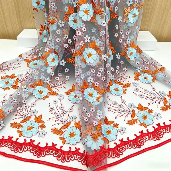Vintage Multi Color Embroidery Mesh Lace Fabric For Dresses Vintage Multi Color Embroidery Mesh Lace Fabric For Dresses